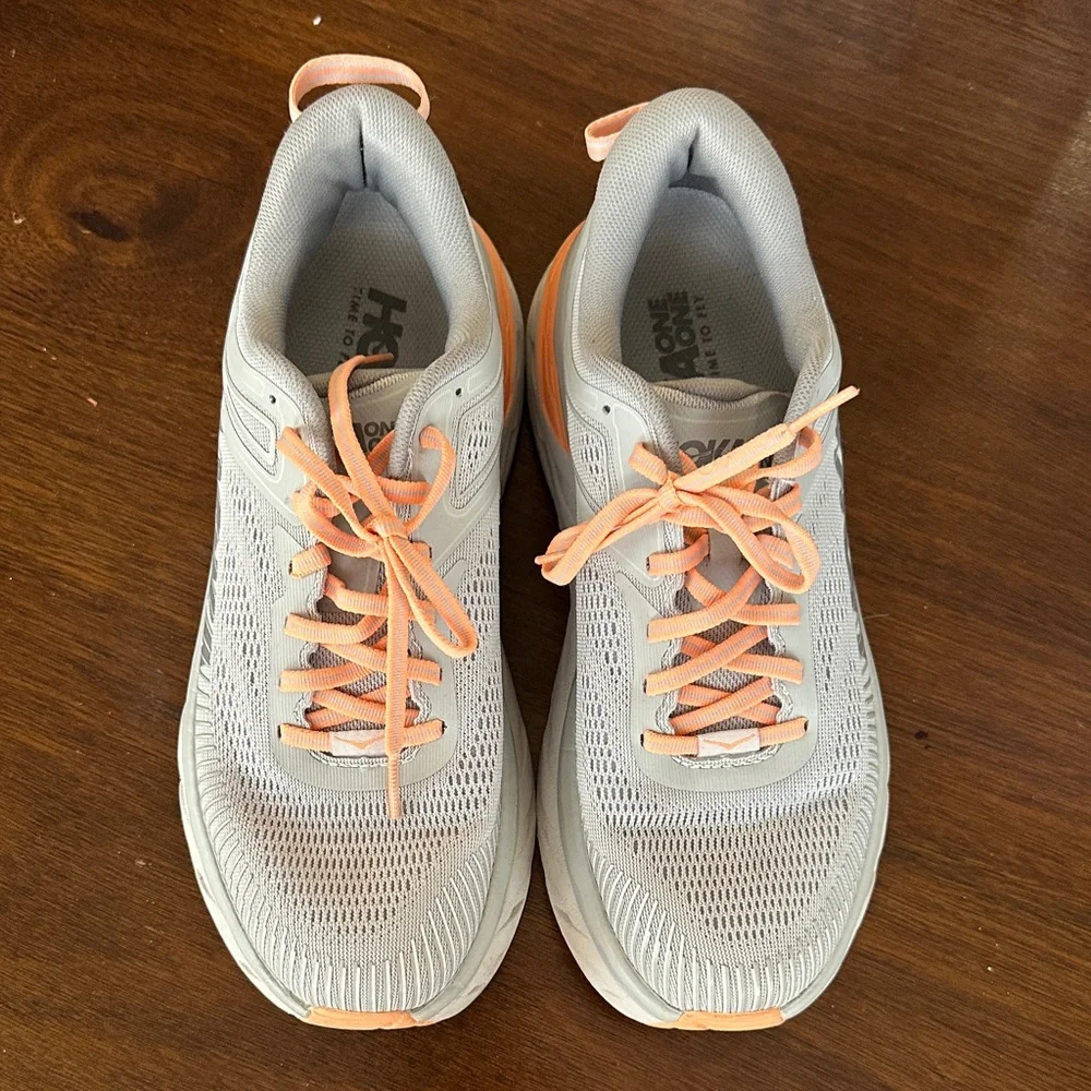 Hoka Women's Gray and Orange Athletic Shoes - Picture 1 of 7